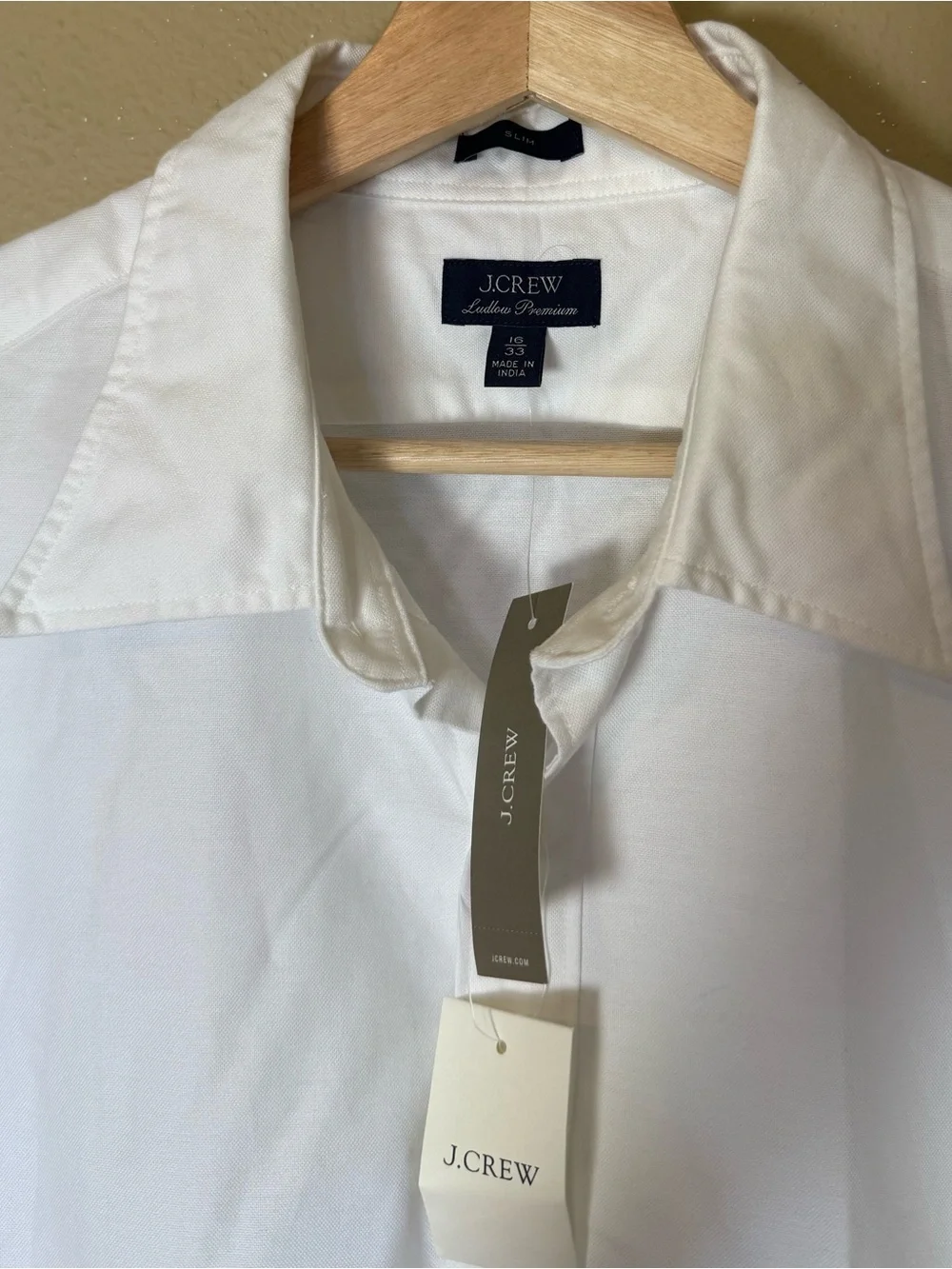 J. Crew White Ludlow Premium Dress Shirt with Point Collar NWT Size 16/33
